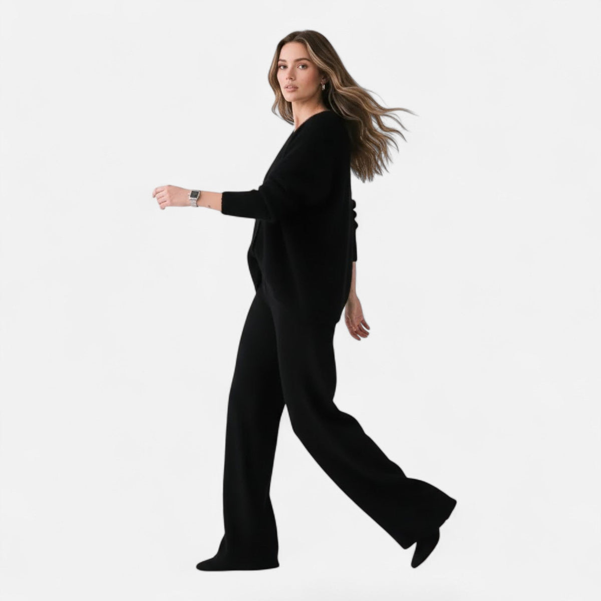 Cárdigan de punto holgado para mujer con escote en V y cierre de botones - Prenda elegante para llevar a capas en otoño, invierno, uso diario y estilo smart casual