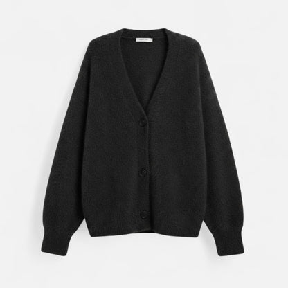 Cárdigan de punto holgado para mujer con escote en V y cierre de botones - Prenda elegante para llevar a capas en otoño, invierno, uso diario y estilo smart casual
