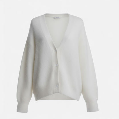 Cárdigan de punto holgado para mujer con escote en V y cierre de botones - Prenda elegante para llevar a capas en otoño, invierno, uso diario y estilo smart casual