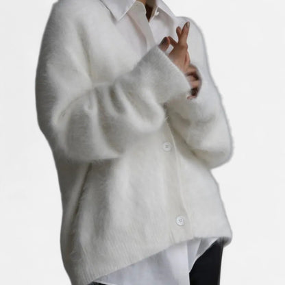 Cárdigan de punto holgado para mujer con escote en V y cierre de botones - Prenda elegante para llevar a capas en otoño, invierno, uso diario y estilo smart casual
