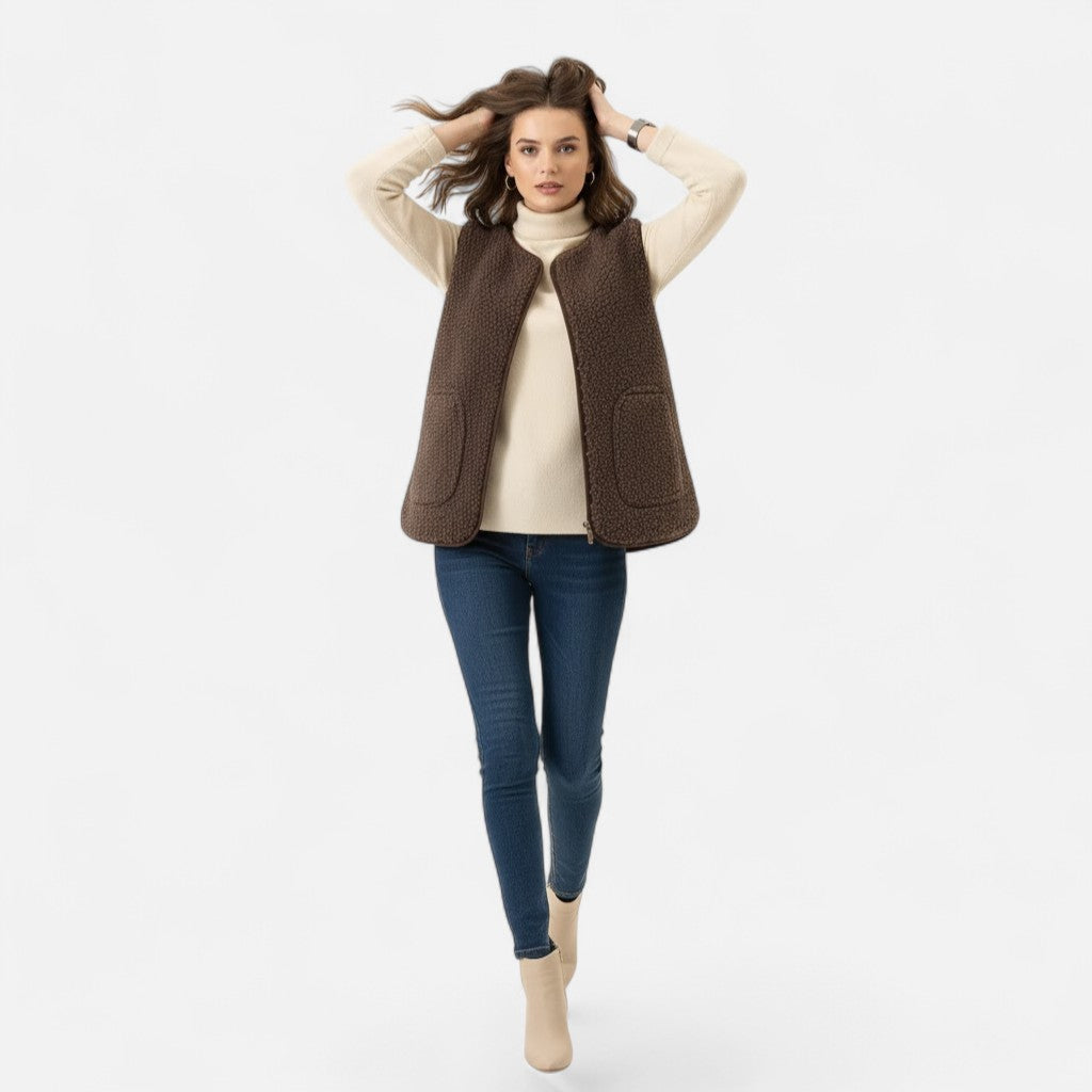 Chaleco para mujer de suave mezcla de cachemira - Prenda de abrigo elegante para combinar en capas en otoño, invierno, el día a día y un estilo casual elegante