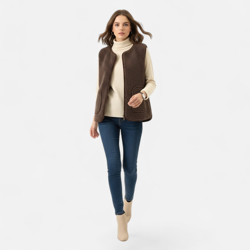 Chaleco para mujer de suave mezcla de cachemira - Prenda de abrigo elegante para combinar en capas en otoño, invierno, el día a día y un estilo casual elegante