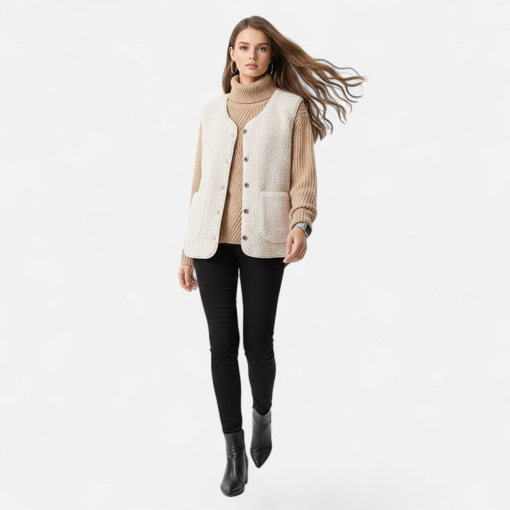 Chaleco para mujer de suave mezcla de cachemira - Prenda de abrigo elegante para combinar en capas en otoño, invierno, el día a día y un estilo casual elegante