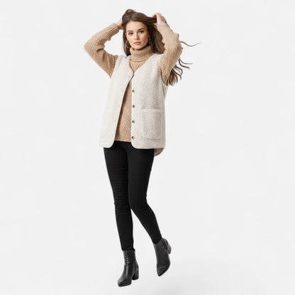 Chaleco para mujer de suave mezcla de cachemira - Prenda de abrigo elegante para combinar en capas en otoño, invierno, el día a día y un estilo casual elegante
