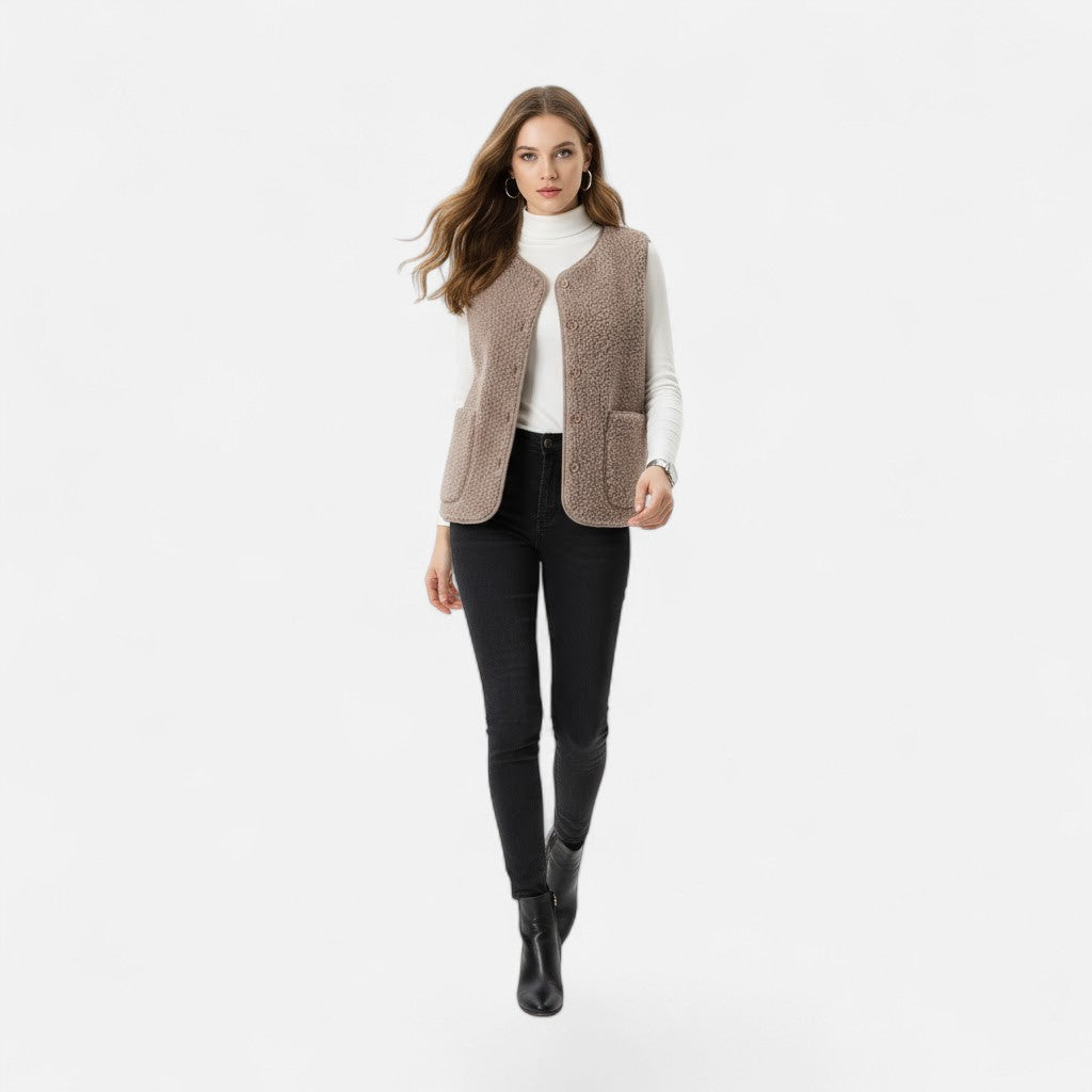 Chaleco para mujer de suave mezcla de cachemira - Prenda de abrigo elegante para combinar en capas en otoño, invierno, el día a día y un estilo casual elegante