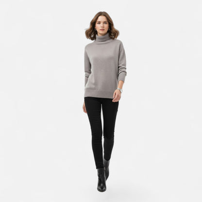 Dame Oversize Rullekravesweater I Uldblanding – Tyk Og Varm Strik Til Efterår, Vinter, Hverdagsbrug Og Smart Casual Stil