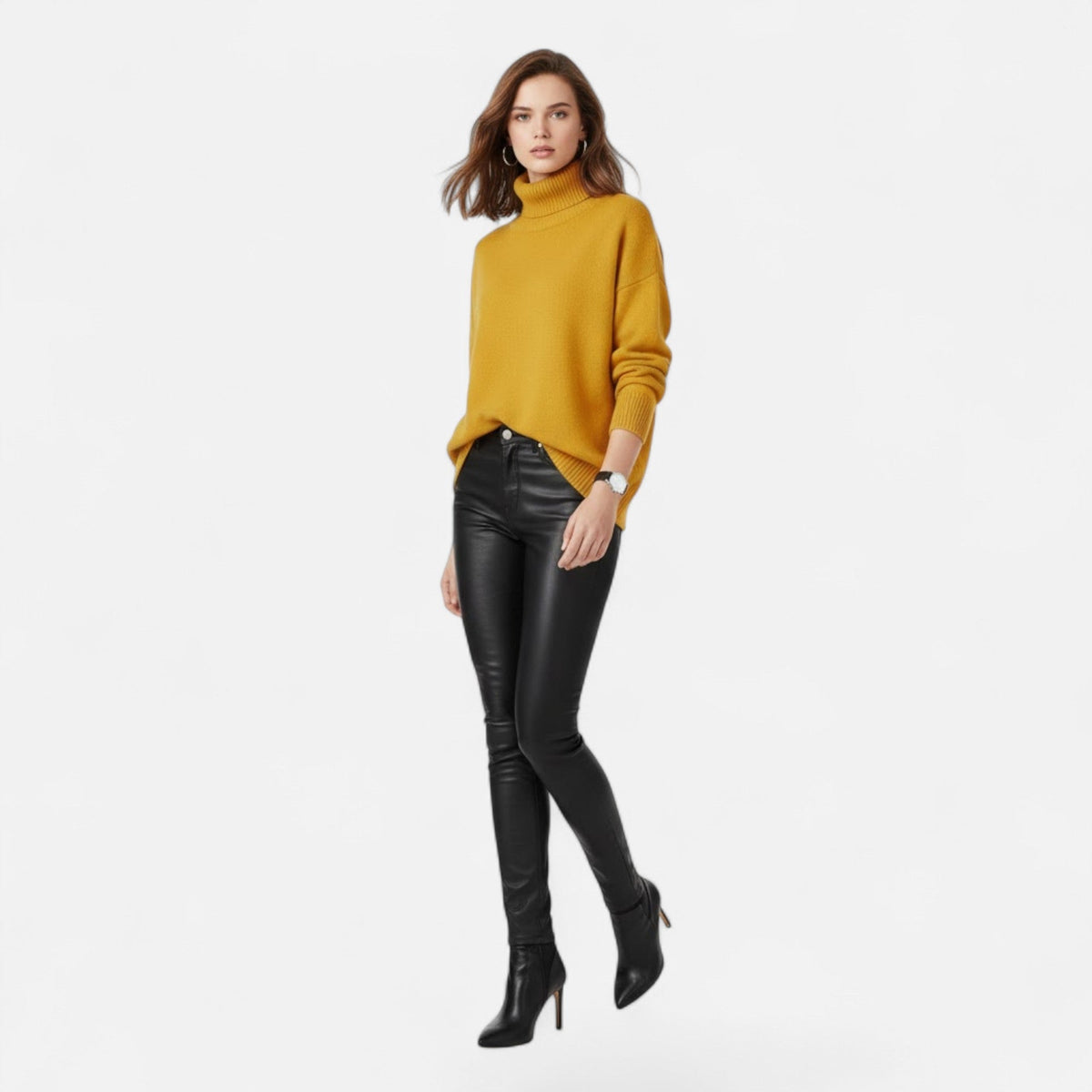 Dame Oversize Rullekravesweater I Uldblanding – Tyk Og Varm Strik Til Efterår, Vinter, Hverdagsbrug Og Smart Casual Stil