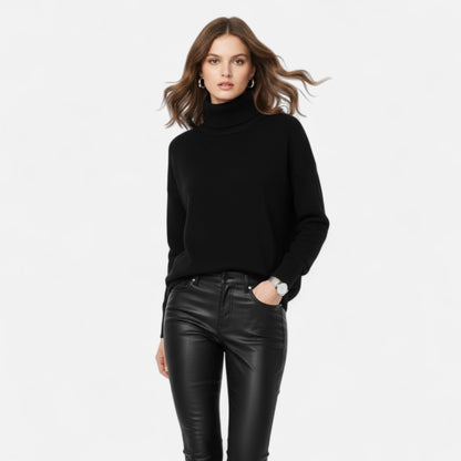 Dame Oversize Rullekravesweater I Uldblanding – Tyk Og Varm Strik Til Efterår, Vinter, Hverdagsbrug Og Smart Casual Stil