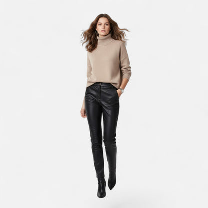 Dame Oversize Rullekravesweater I Uldblanding – Tyk Og Varm Strik Til Efterår, Vinter, Hverdagsbrug Og Smart Casual Stil