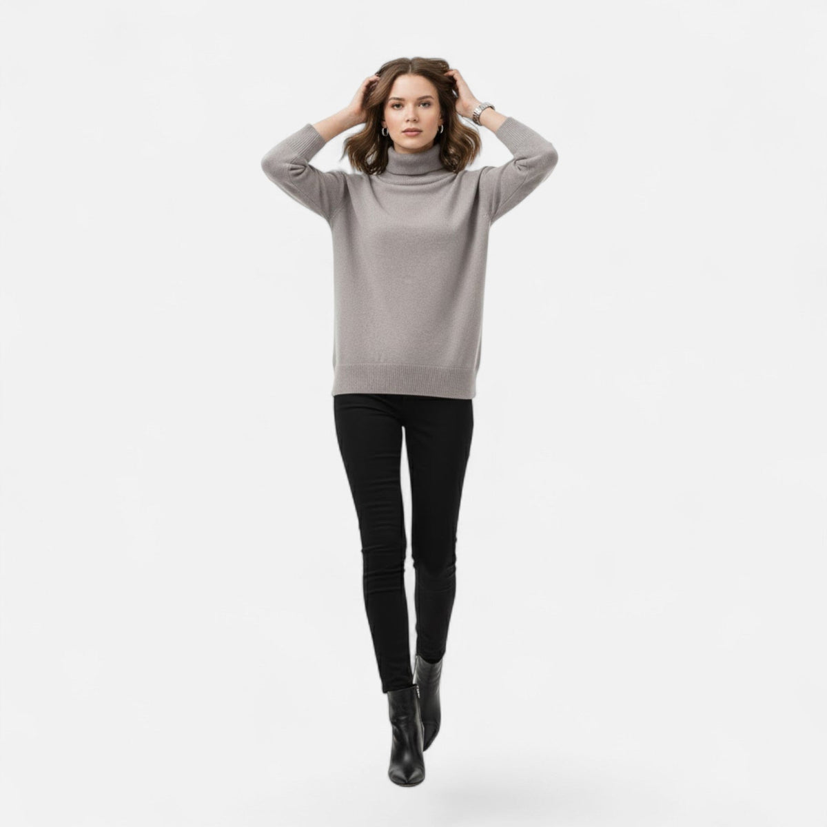 Dame Oversize Rullekravesweater I Uldblanding – Tyk Og Varm Strik Til Efterår, Vinter, Hverdagsbrug Og Smart Casual Stil