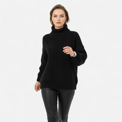 Jersey de cuello alto para mujer de mezcla de lana - Prenda clásica de punto para otoño, invierno, el día a día y un estilo casual elegante