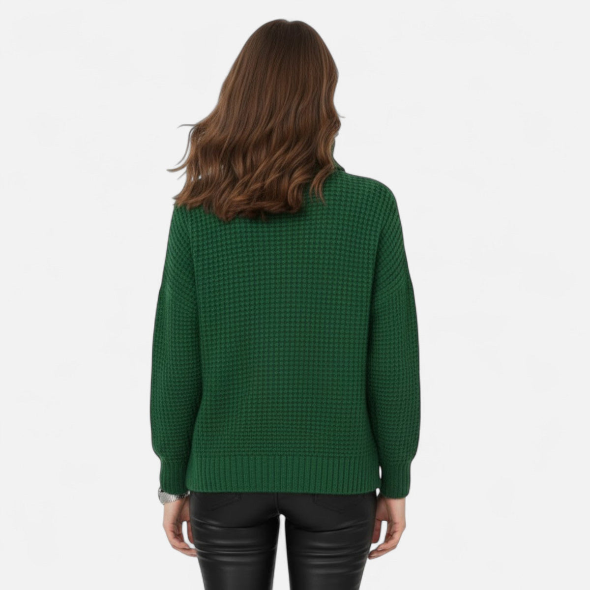 Jersey de cuello alto para mujer de mezcla de lana - Prenda clásica de punto para otoño, invierno, el día a día y un estilo casual elegante