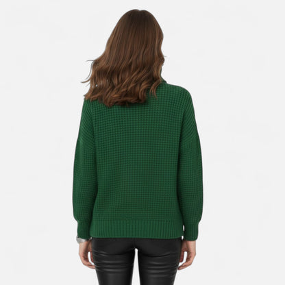 Jersey de cuello alto para mujer de mezcla de lana - Prenda clásica de punto para otoño, invierno, el día a día y un estilo casual elegante