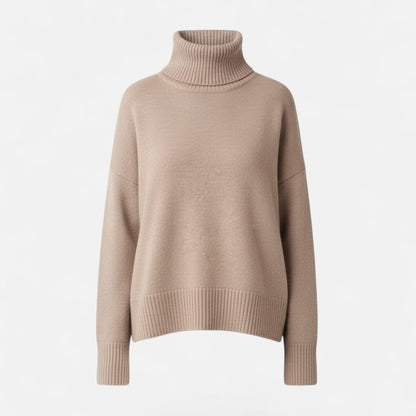 Dame Oversize Rullekravesweater I Uldblanding – Tyk Og Varm Strik Til Efterår, Vinter, Hverdagsbrug Og Smart Casual Stil