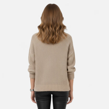 Jersey de cuello alto para mujer de mezcla de lana - Prenda clásica de punto para otoño, invierno, el día a día y un estilo casual elegante