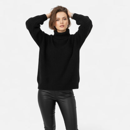 Jersey de cuello alto para mujer de mezcla de lana - Prenda clásica de punto para otoño, invierno, el día a día y un estilo casual elegante
