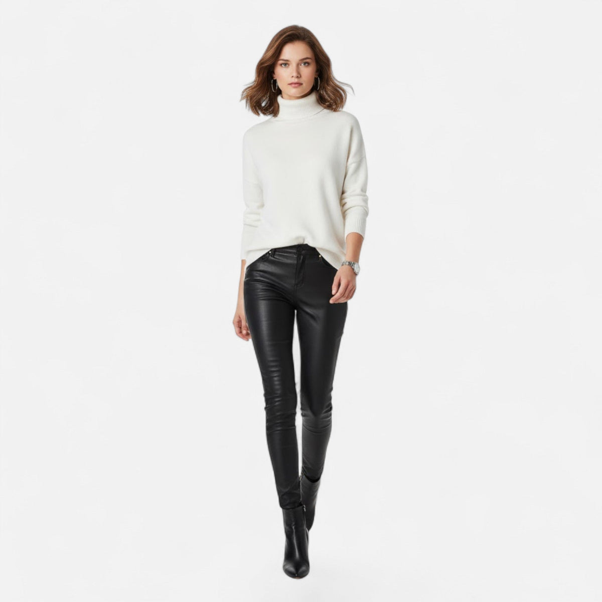 Dame Oversize Rullekravesweater I Uldblanding – Tyk Og Varm Strik Til Efterår, Vinter, Hverdagsbrug Og Smart Casual Stil