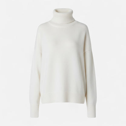 Dame Oversize Rullekravesweater I Uldblanding – Tyk Og Varm Strik Til Efterår, Vinter, Hverdagsbrug Og Smart Casual Stil