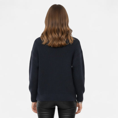 Jersey de cuello alto para mujer de mezcla de lana - Prenda clásica de punto para otoño, invierno, el día a día y un estilo casual elegante