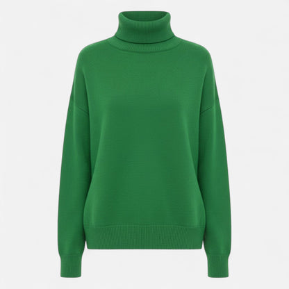 Dame Oversize Rullekravesweater I Uldblanding – Tyk Og Varm Strik Til Efterår, Vinter, Hverdagsbrug Og Smart Casual Stil