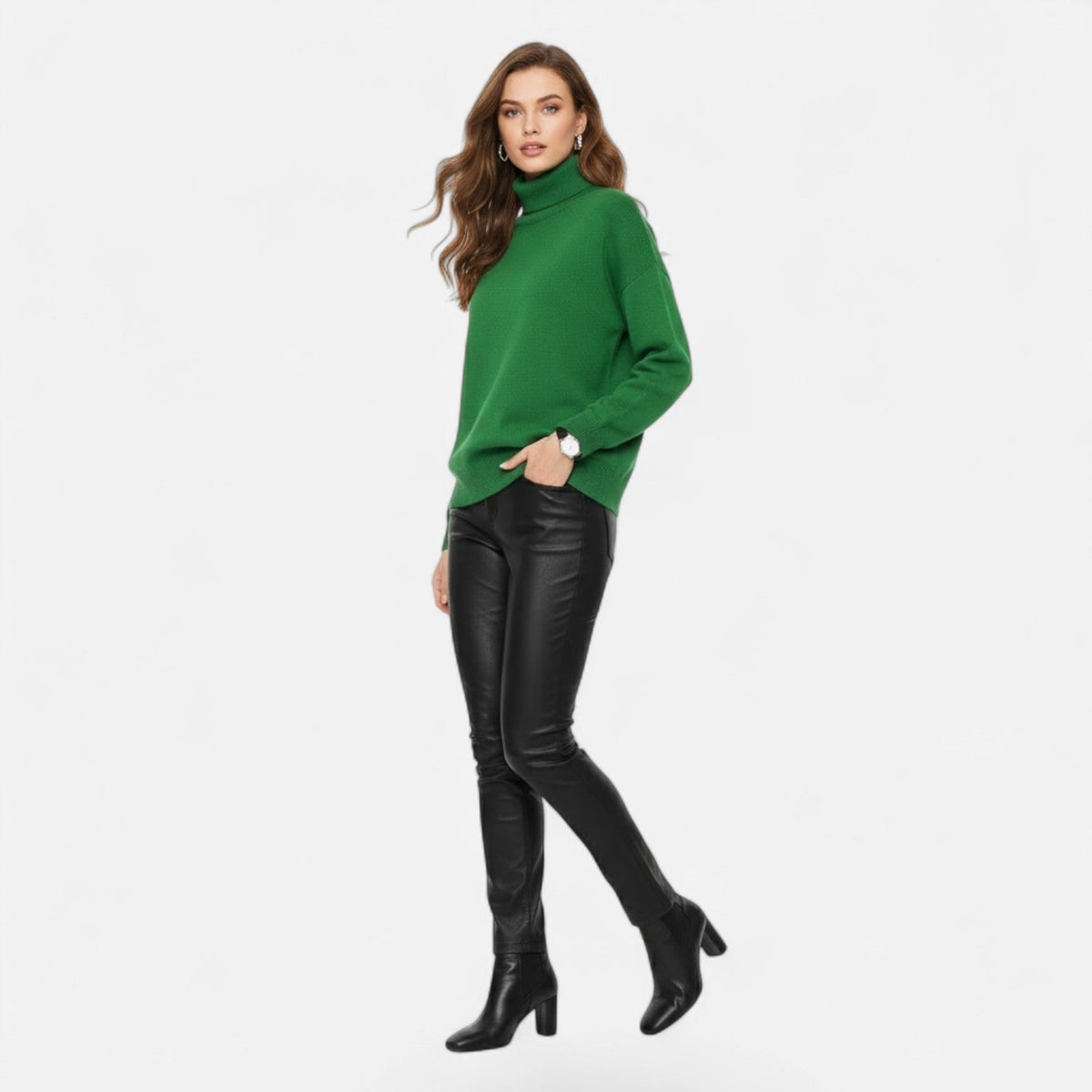 Dame Oversize Rullekravesweater I Uldblanding – Tyk Og Varm Strik Til Efterår, Vinter, Hverdagsbrug Og Smart Casual Stil