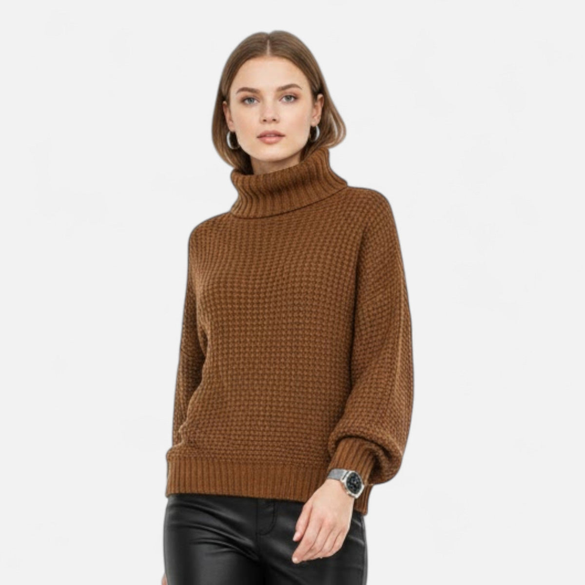 Jersey de cuello alto para mujer de mezcla de lana - Prenda clásica de punto para otoño, invierno, el día a día y un estilo casual elegante