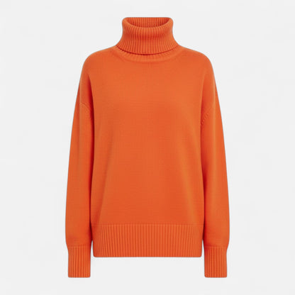 Dame Oversize Rullekravesweater I Uldblanding – Tyk Og Varm Strik Til Efterår, Vinter, Hverdagsbrug Og Smart Casual Stil