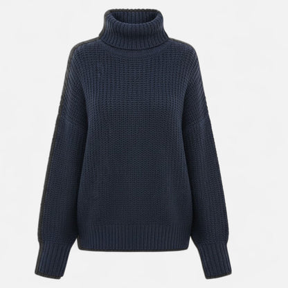 Jersey de cuello alto para mujer de mezcla de lana - Prenda clásica de punto para otoño, invierno, el día a día y un estilo casual elegante