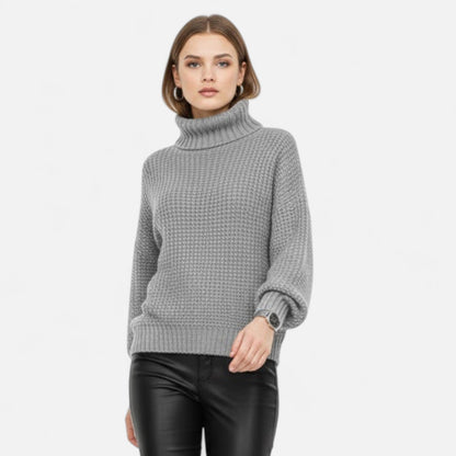 Jersey de cuello alto para mujer de mezcla de lana - Prenda clásica de punto para otoño, invierno, el día a día y un estilo casual elegante