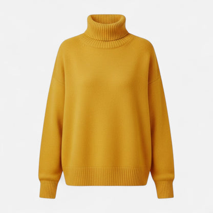 Dame Oversize Rullekravesweater I Uldblanding – Tyk Og Varm Strik Til Efterår, Vinter, Hverdagsbrug Og Smart Casual Stil