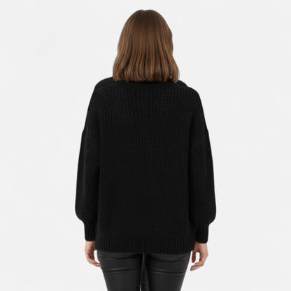 Jersey de cuello alto para mujer de mezcla de lana - Prenda clásica de punto para otoño, invierno, el día a día y un estilo casual elegante