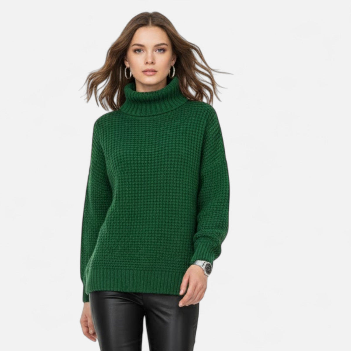 Jersey de cuello alto para mujer de mezcla de lana - Prenda clásica de punto para otoño, invierno, el día a día y un estilo casual elegante
