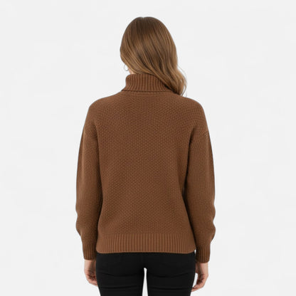 Jersey de cuello alto para mujer de mezcla de lana - Prenda clásica de punto para otoño, invierno, el día a día y un estilo casual elegante