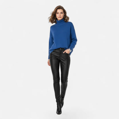 Dame Oversize Rullekravesweater I Uldblanding – Tyk Og Varm Strik Til Efterår, Vinter, Hverdagsbrug Og Smart Casual Stil