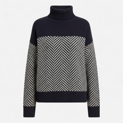 Jersey de cuello alto para mujer de lana - Prenda clásica y cálida de punto para otoño, invierno, el día a día y un estilo casual elegante