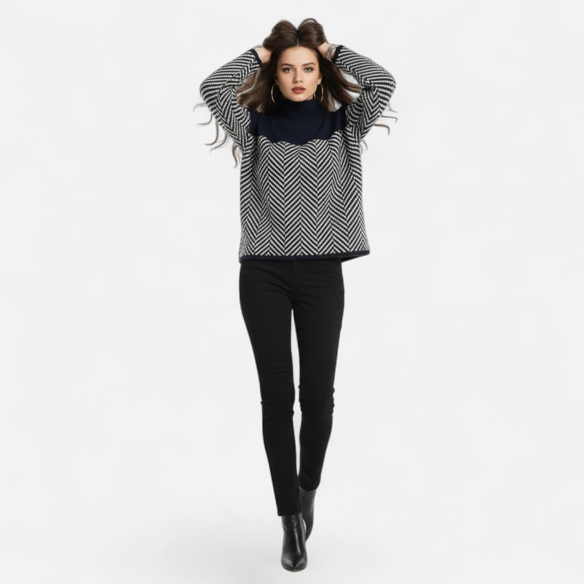 Jersey de cuello alto para mujer de lana - Prenda clásica y cálida de punto para otoño, invierno, el día a día y un estilo casual elegante