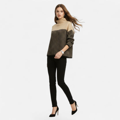Jersey de cuello alto para mujer de lana - Prenda clásica y cálida de punto para otoño, invierno, el día a día y un estilo casual elegante