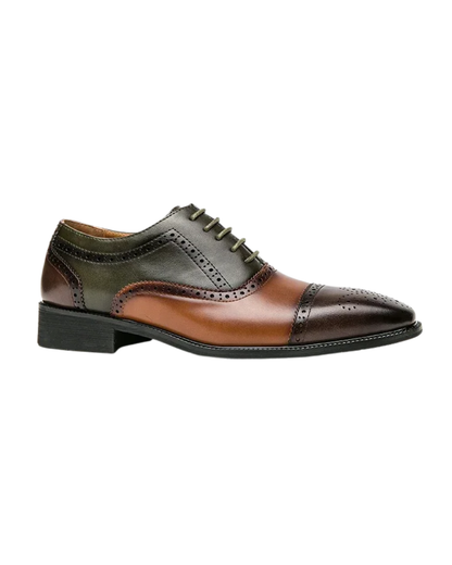 Men's Formal Lace-Up Shoes with Perforated Toe Detail – Classic Dress Shoes for the Office, Business, Weddings, and Formal Occasions