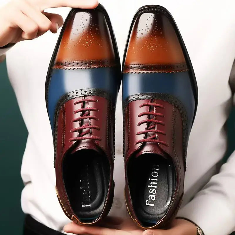 Men's Formal Lace-Up Shoes with Perforated Toe Detail – Classic Dress Shoes for the Office, Business, Weddings, and Formal Occasions