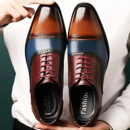 Men's Formal Lace-Up Shoes with Perforated Toe Detail – Classic Dress Shoes for the Office, Business, Weddings, and Formal Occasions
