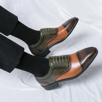 Men's Formal Lace-Up Shoes with Perforated Toe Detail – Classic Dress Shoes for the Office, Business, Weddings, and Formal Occasions