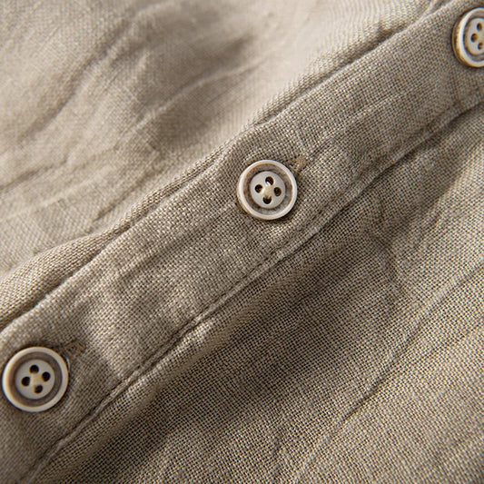 Camisa Henley lavada para hombre con cuello mao y mangas cortas – camisa informal para el verano, el tiempo libre, el día a día y un estilo casual elegante