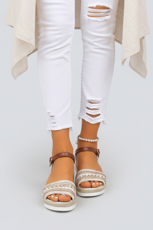Women's patterned wedge sandals – Adjustable summer shoes for evenings and special occasions