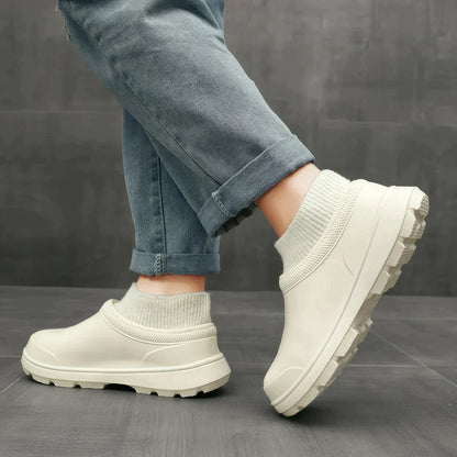 Încălțăminte slip-on de damă, căptușită cu fleece, cu guler elastic striat și talpă antiderapantă – încălțăminte călduroasă de zi cu zi pentru toamnă, iarnă și timp liber