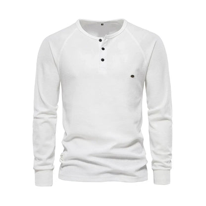 Camisa Henley de manga larga para hombre con cierre de botones en el cuello: camisa informal para el día a día, tiempo libre, vacaciones y estilo smart casual