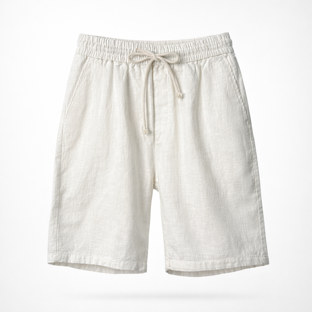 Herre Hørblandede Shorts Med Snøretalje Og Afslappet Pasform – Stilfulde Sommershorts Til Ferie, Strand, Fritid Og Hverdagsbrug