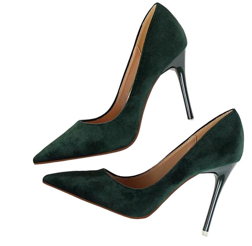 Women's Pointed-Toe Stiletto Pumps with a Suede-Look Finish – Elegant High Heels for the Office, Evening Events, and Festive Occasions
