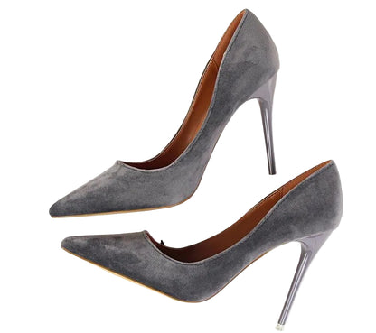 Women's Pointed-Toe Stiletto Pumps with a Suede-Look Finish – Elegant High Heels for the Office, Evening Events, and Festive Occasions