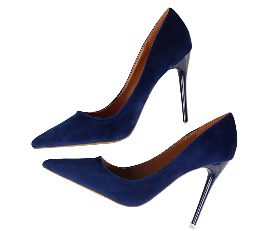 Women's Pointed-Toe Stiletto Pumps with a Suede-Look Finish – Elegant High Heels for the Office, Evening Events, and Festive Occasions