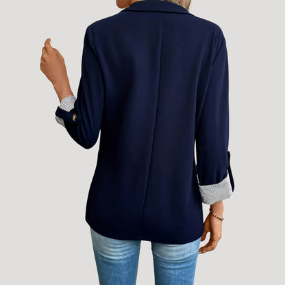 Dámské na míru střižené sako s jedním knoflíkem a vyhrnutými rukávy – elegantní letní bunda do kanceláře, na pracovní schůzky a ve stylu smart casual